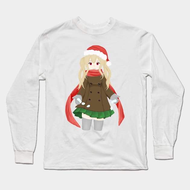 Christmas Anime Girl Long Sleeve T-Shirt by Elina145